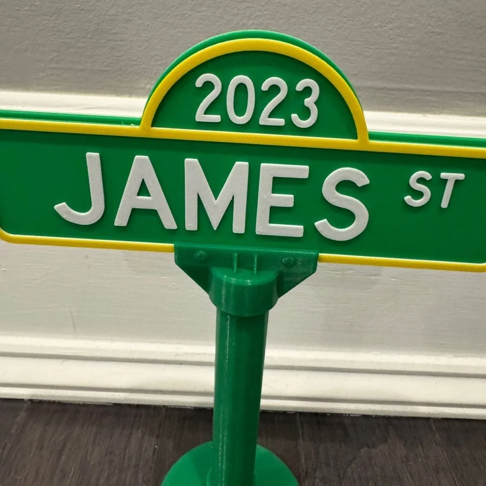 NWT Custom Made Sesame Street Green and Yellow James St 2023 Sign Decor